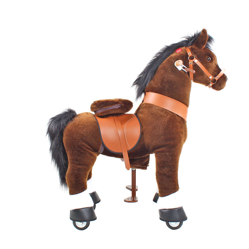 Toddlers Chocolate Indoor/Outdoor Ride-On Pony with Cushioned Seat, Anti-Slip Wheels (Ages 3–4)