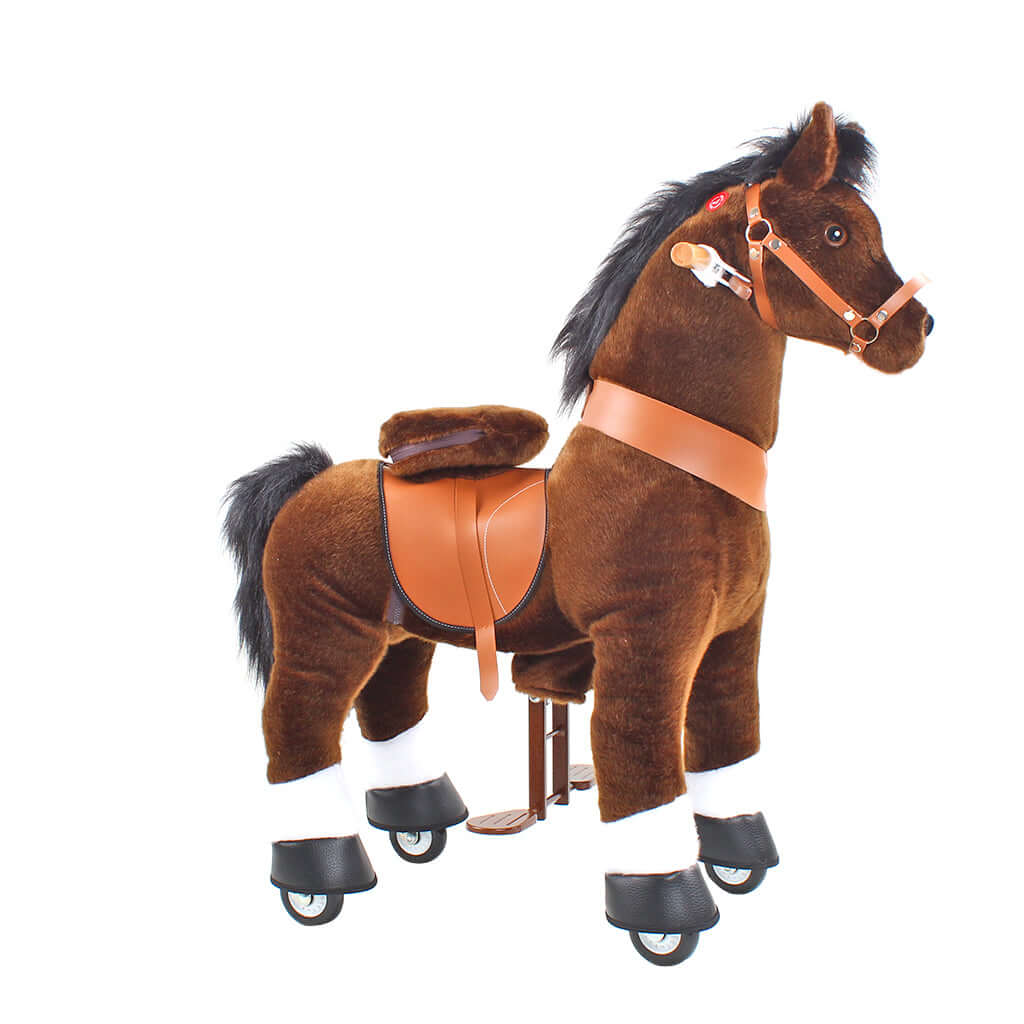 Toddlers Chocolate Indoor/Outdoor Ride-On Pony with Cushioned Seat, Anti-Slip Wheels (Ages 3–4)