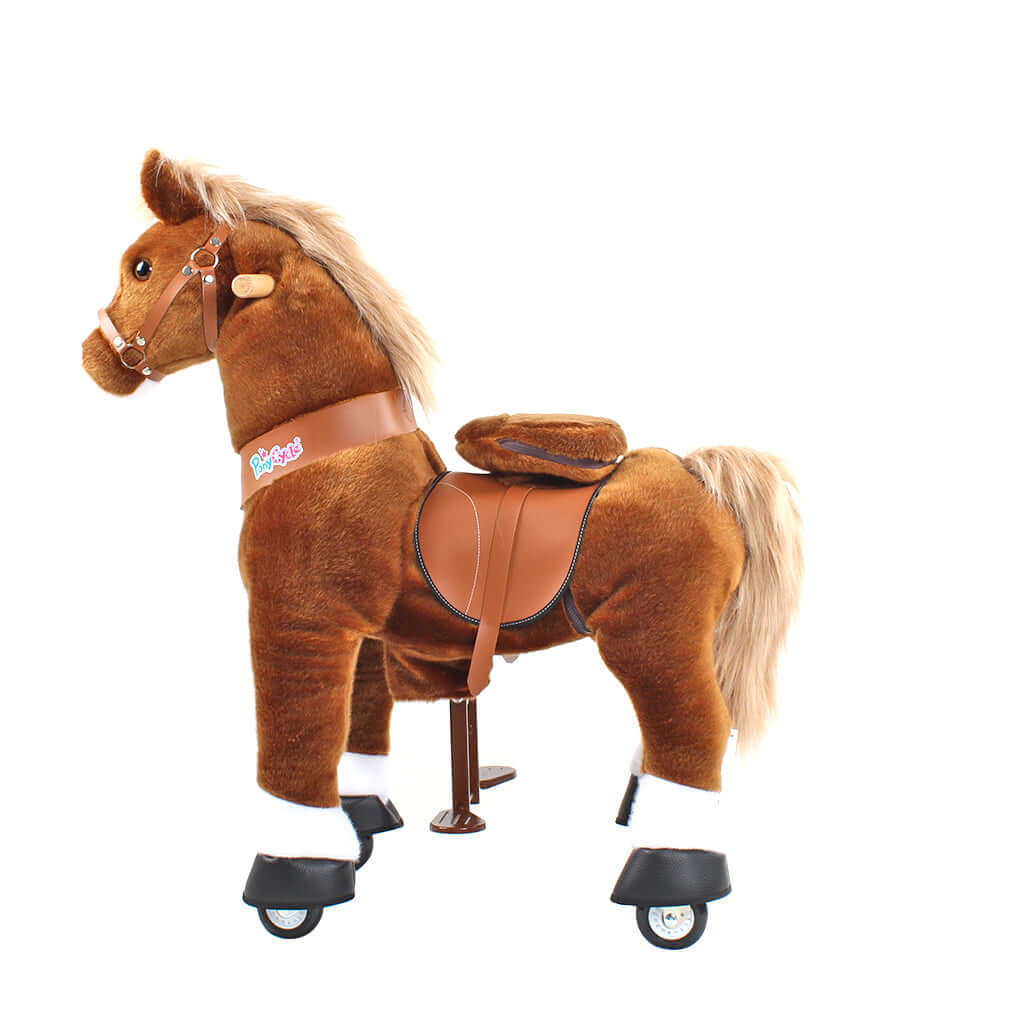 Toddlers Brown Indoor/Outdoor Ride-On Pony with Cushioned Seat, Anti-Slip Wheels (Ages 3–4)
