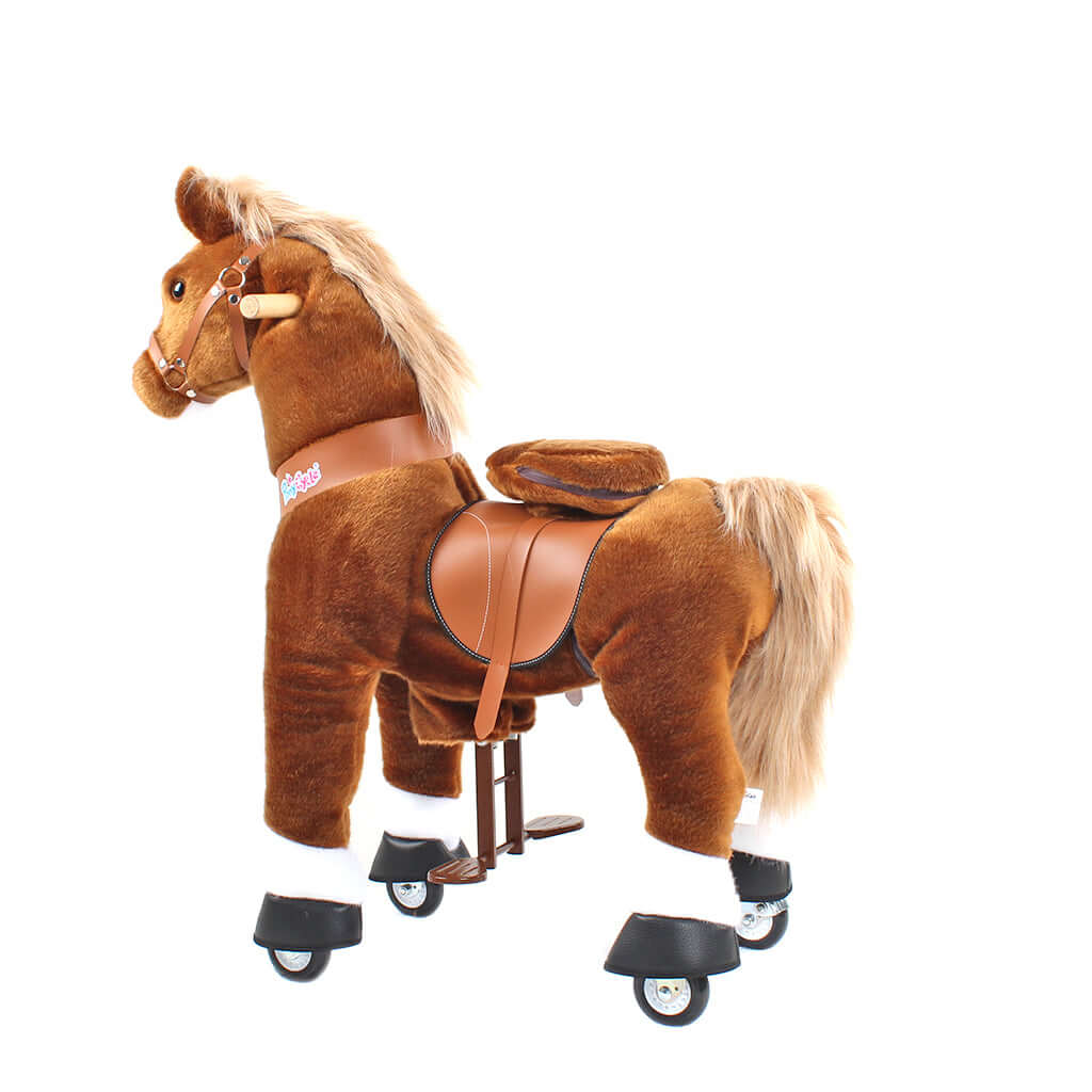 Toddlers Brown Indoor/Outdoor Ride-On Pony with Cushioned Seat, Anti-Slip Wheels (Ages 3–4)