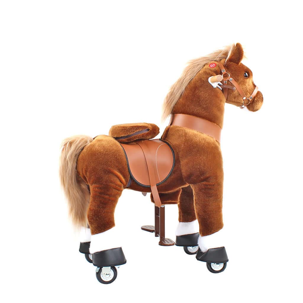 Toddlers Brown Indoor/Outdoor Ride-On Pony with Cushioned Seat, Anti-Slip Wheels (Ages 3–4)
