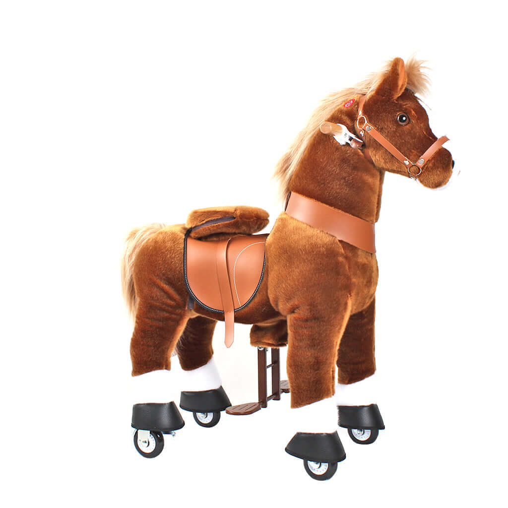 Toddlers Brown Indoor/Outdoor Ride-On Pony with Cushioned Seat, Anti-Slip Wheels (Ages 3–4)