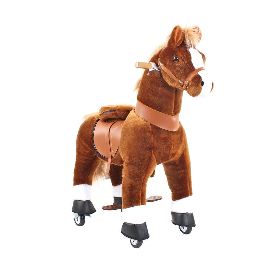 Toddlers Brown Indoor/Outdoor Ride-On Pony with Cushioned Seat, Anti-Slip Wheels (Ages 3–4)