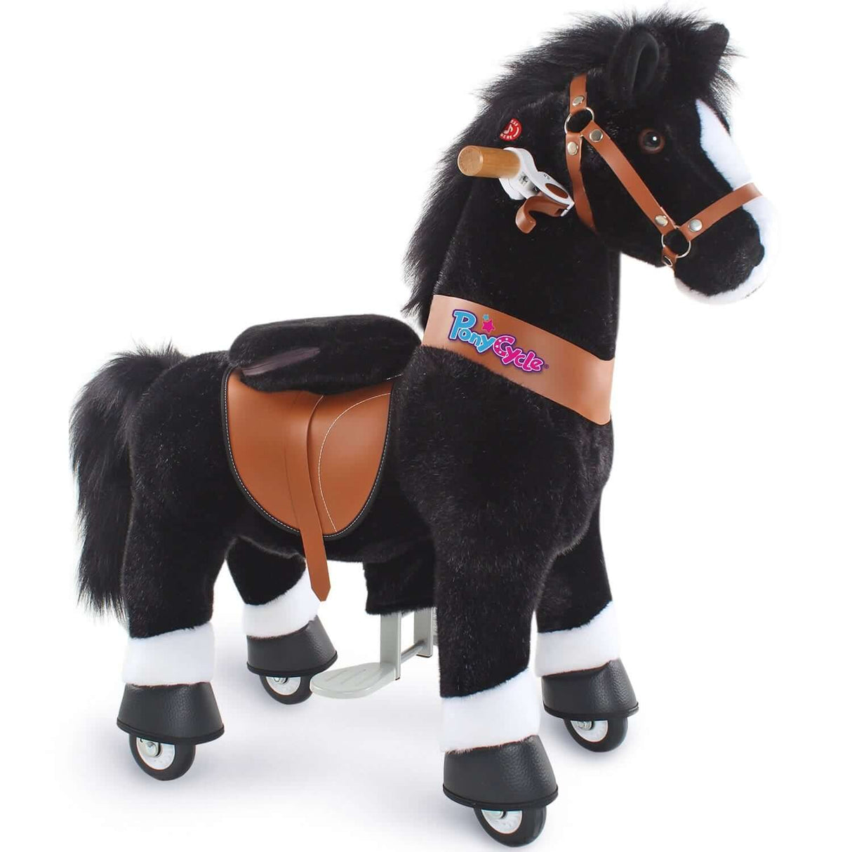 Toddlers Black Indoor/Outdoor Ride-On Pony with Cushioned Seat, Anti-Slip Wheels (Ages 3–4)