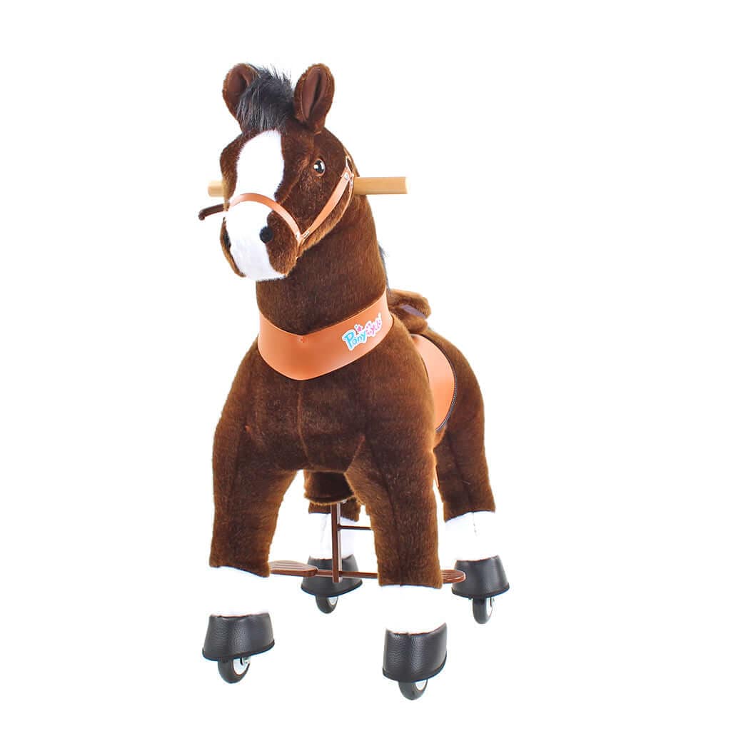 Toddlers Chocolate Indoor/Outdoor Ride-On Pony with Cushioned Seat, Anti-Slip Wheels (Ages 4–7)