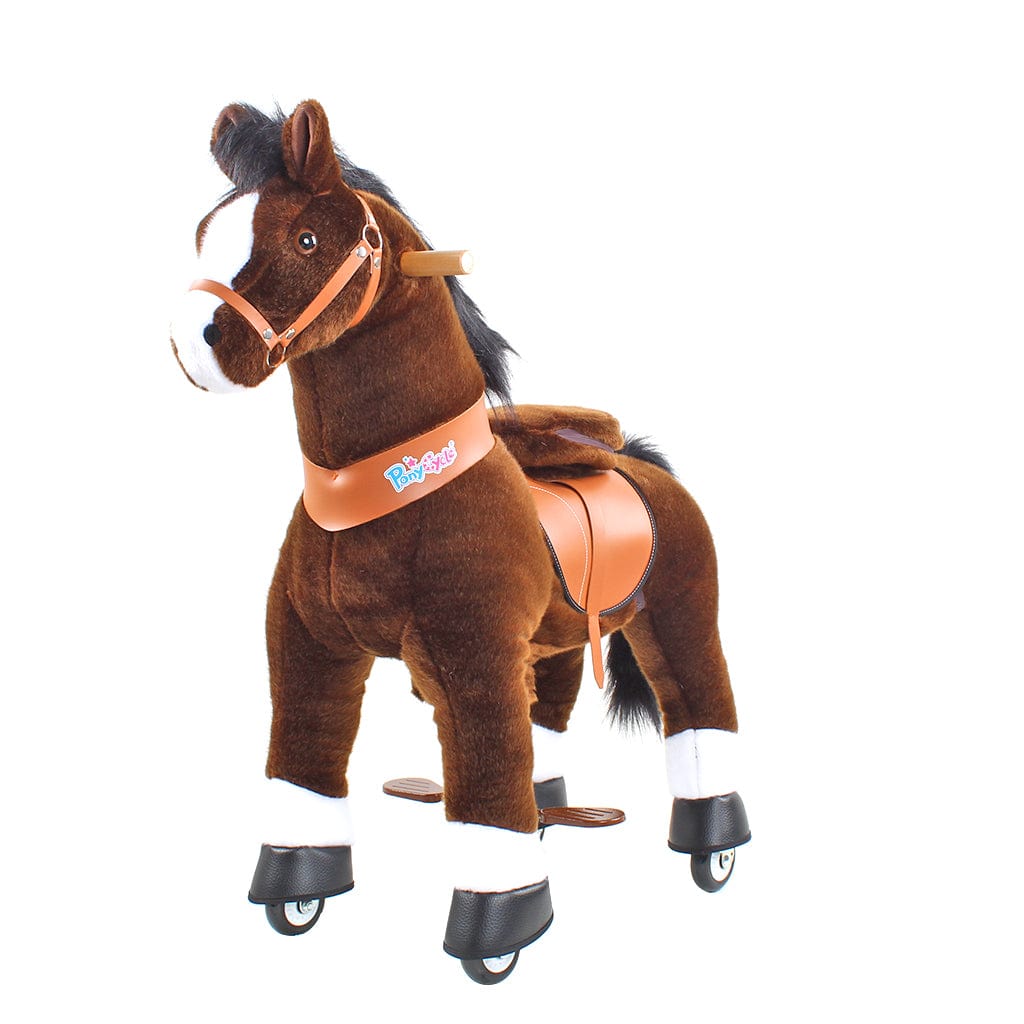 Toddlers Chocolate Indoor/Outdoor Ride-On Pony with Cushioned Seat, Anti-Slip Wheels (Ages 4–7)