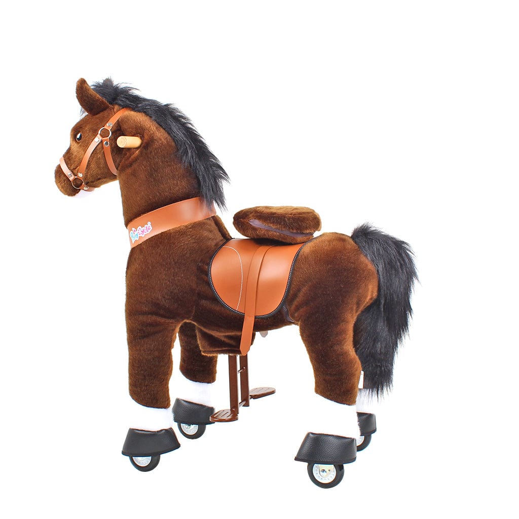 Toddlers Chocolate Indoor/Outdoor Ride-On Pony with Cushioned Seat, Anti-Slip Wheels (Ages 4–7)