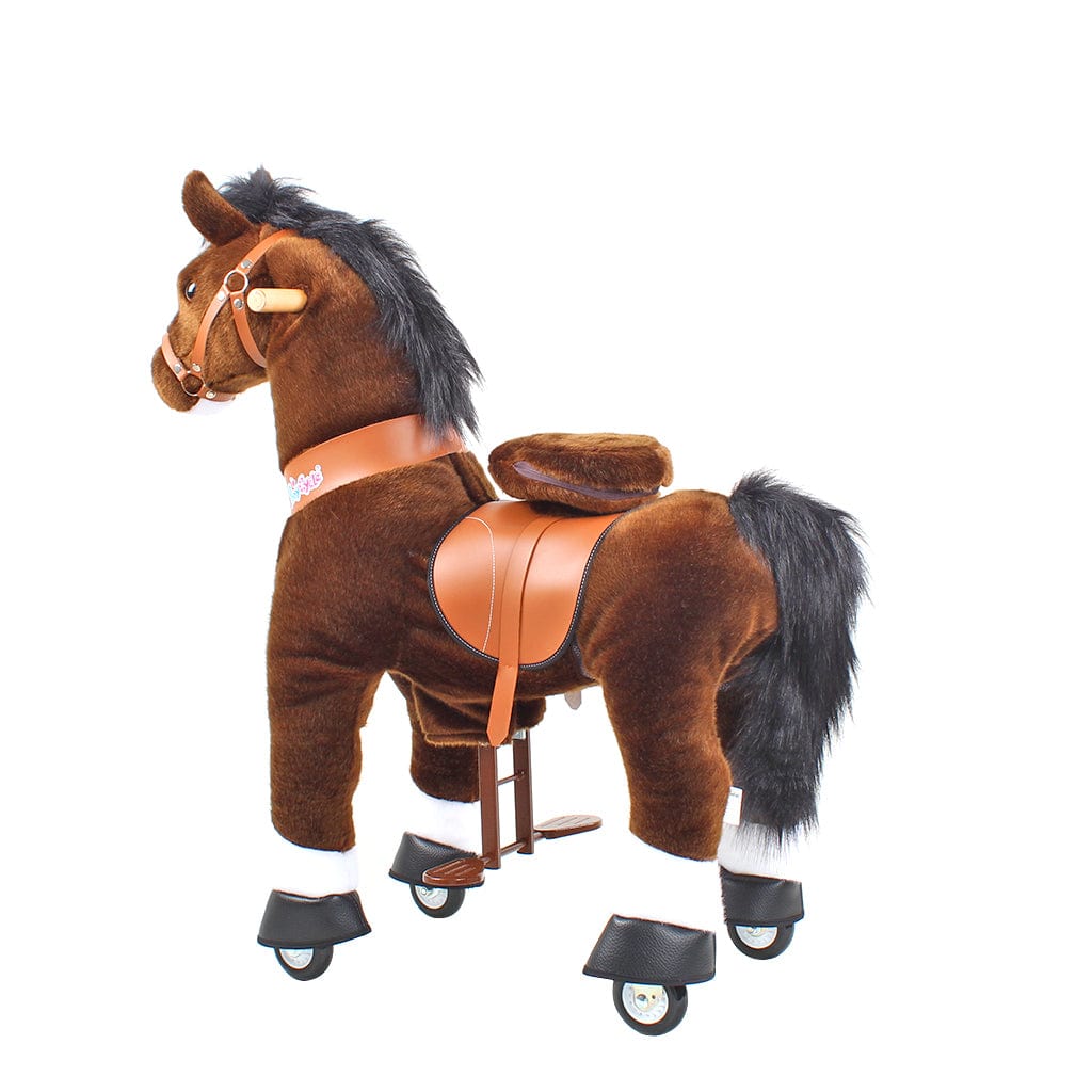 Toddlers Chocolate Indoor/Outdoor Ride-On Pony with Cushioned Seat, Anti-Slip Wheels (Ages 4–7)