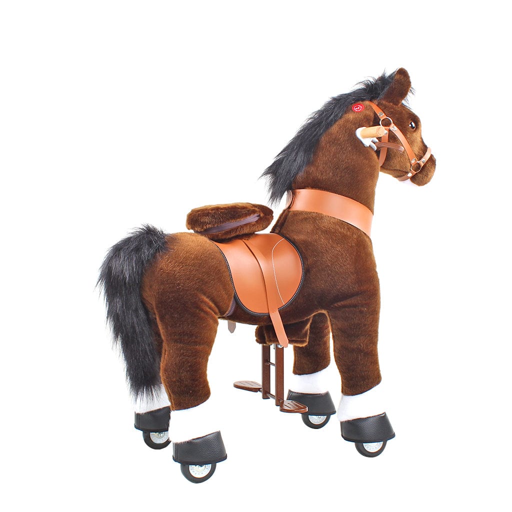 Toddlers Chocolate Indoor/Outdoor Ride-On Pony with Cushioned Seat, Anti-Slip Wheels (Ages 4–7)