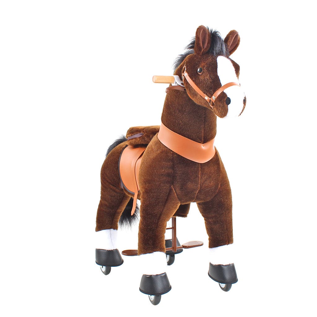 Toddlers Chocolate Indoor/Outdoor Ride-On Pony with Cushioned Seat, Anti-Slip Wheels (Ages 4–7)