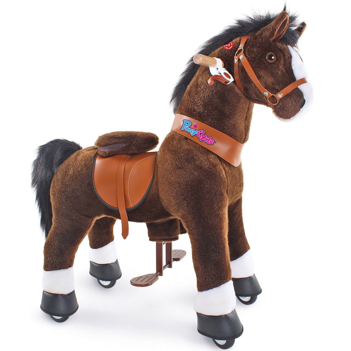 Toddlers Chocolate Indoor/Outdoor Ride-On Pony with Cushioned Seat, Anti-Slip Wheels (Ages 4–7)