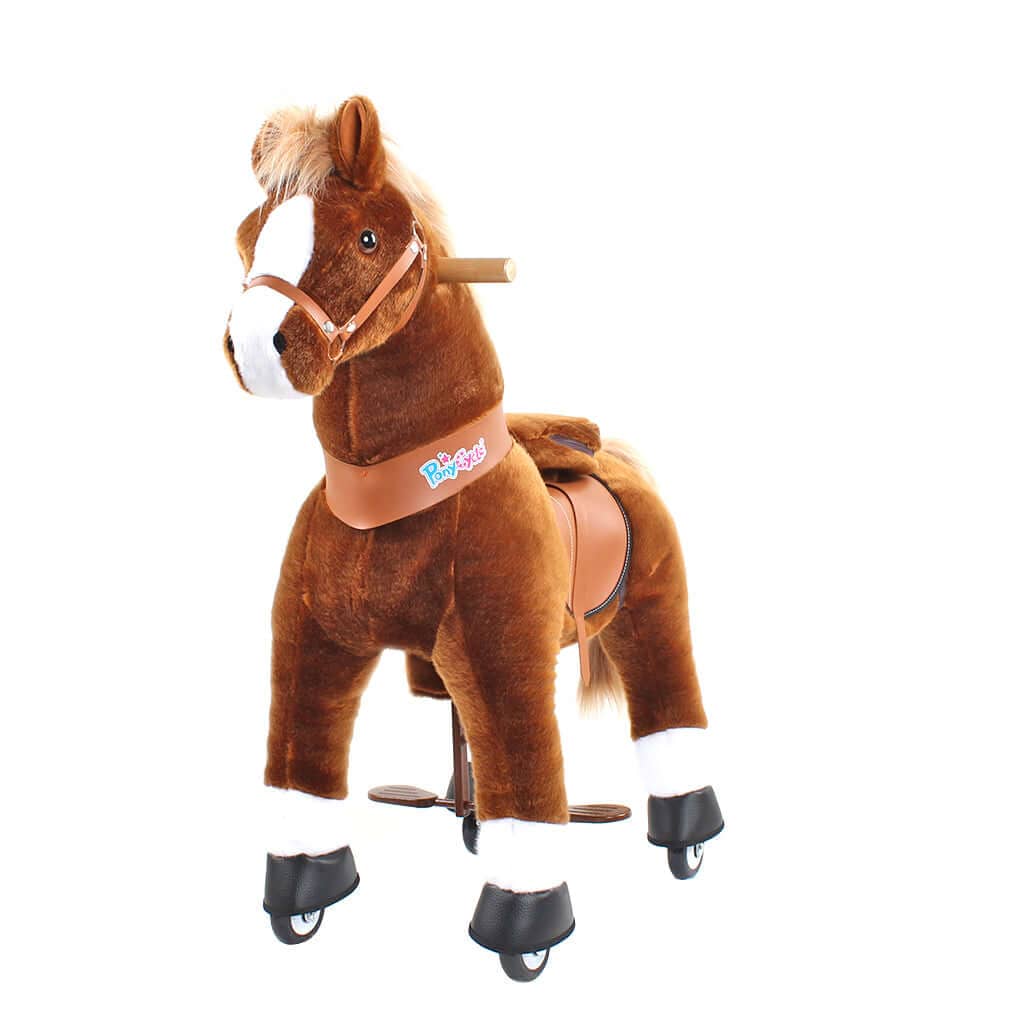 Toddlers Brown Indoor/Outdoor Ride-On Pony with Cushioned Seat, Anti-Slip Wheels (Ages 4–7)