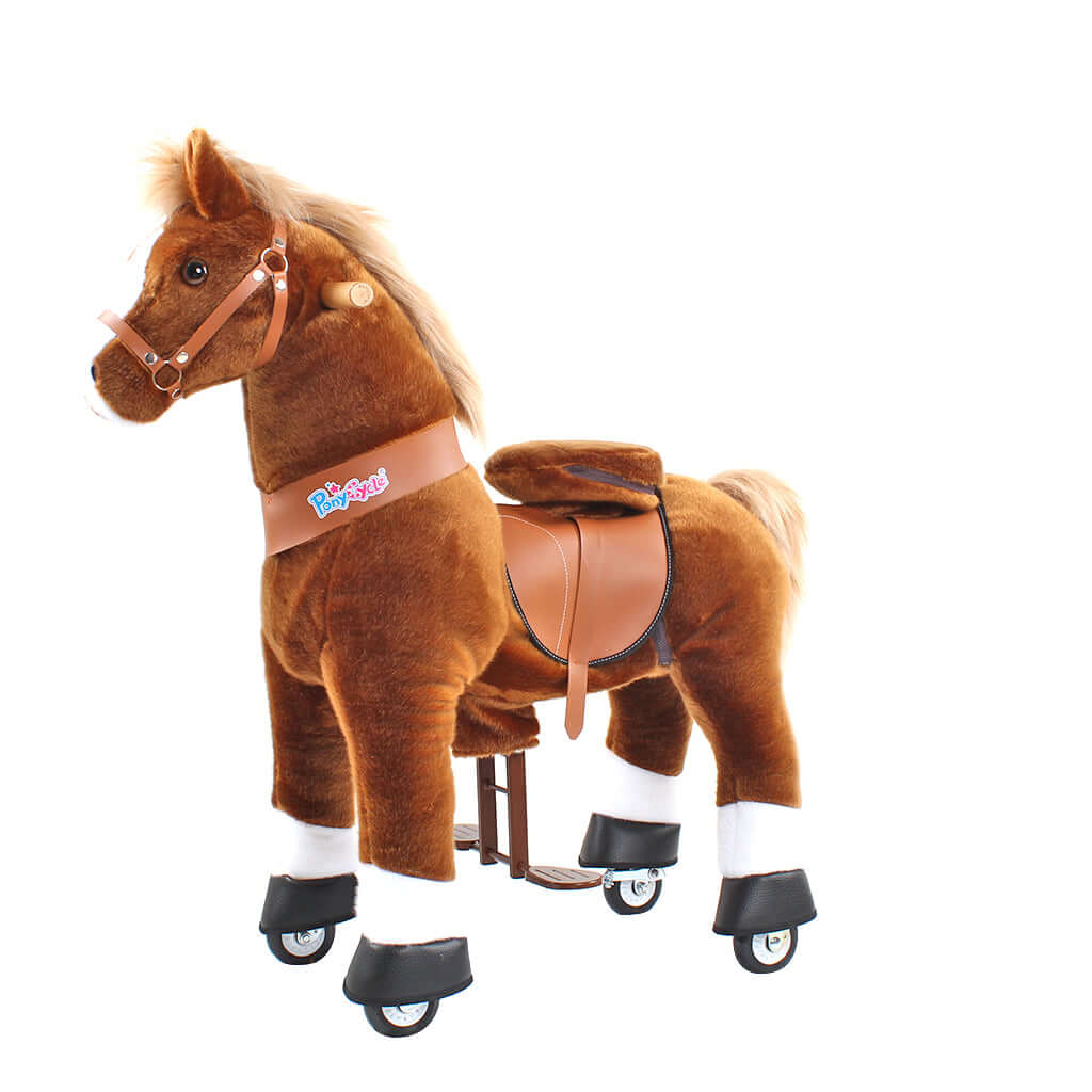 Toddlers Brown Indoor/Outdoor Ride-On Pony with Cushioned Seat, Anti-Slip Wheels (Ages 4–7)
