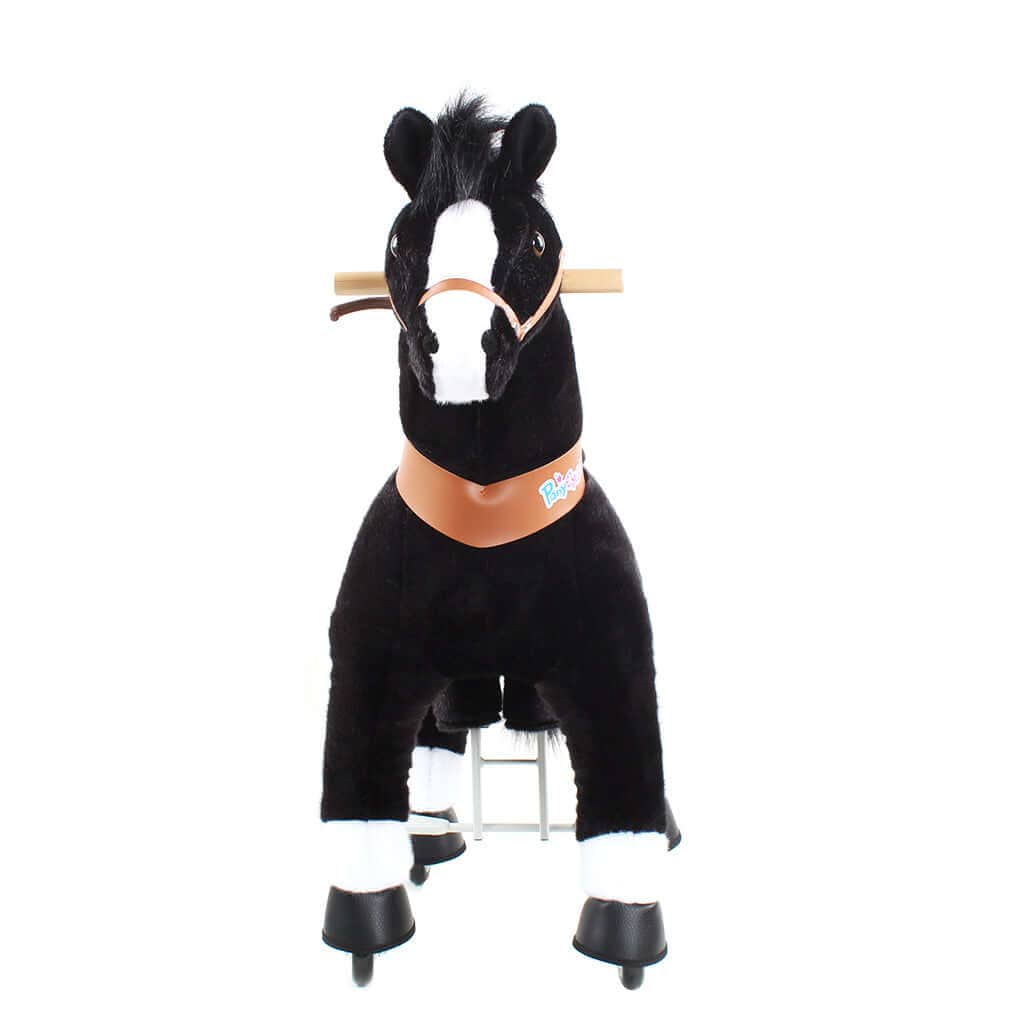 Toddlers Black Indoor/Outdoor Ride-On Pony with Cushioned Seat, Anti-Slip Wheels (Ages 4–7)