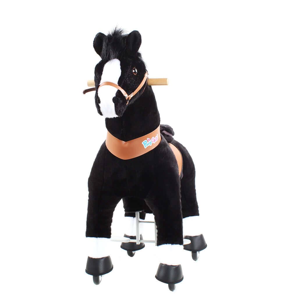 Toddlers Black Indoor/Outdoor Ride-On Pony with Cushioned Seat, Anti-Slip Wheels (Ages 4–7)