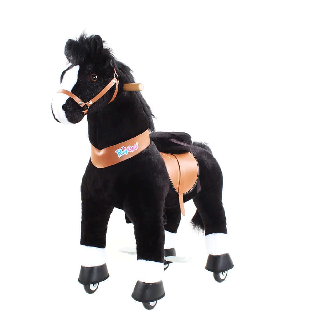 Toddlers Black Indoor/Outdoor Ride-On Pony with Cushioned Seat, Anti-Slip Wheels (Ages 4–7)