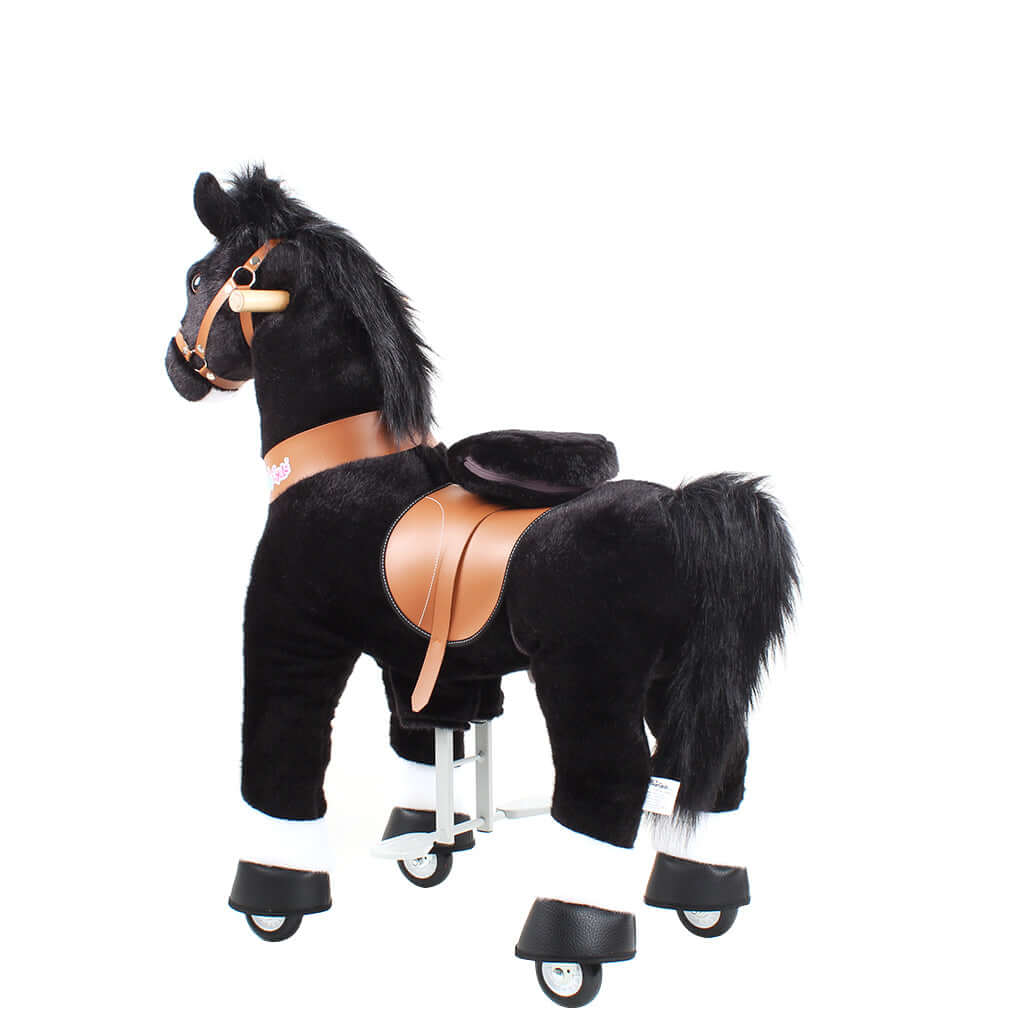 Toddlers Black Indoor/Outdoor Ride-On Pony with Cushioned Seat, Anti-Slip Wheels (Ages 4–7)