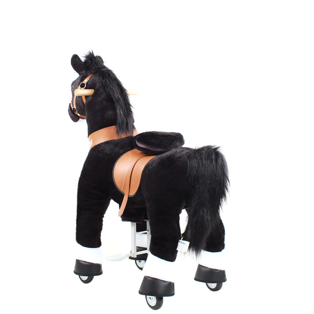 Toddlers Black Indoor/Outdoor Ride-On Pony with Cushioned Seat, Anti-Slip Wheels (Ages 4–7)