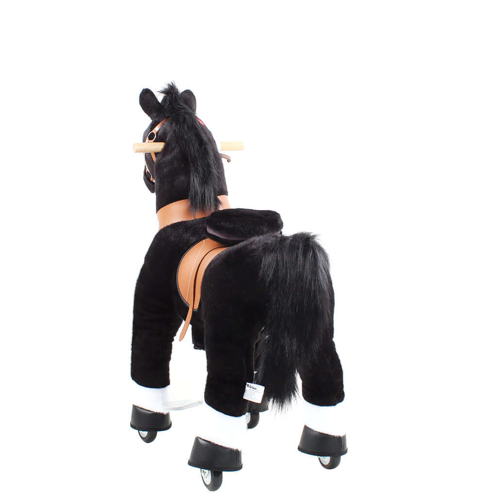 Toddlers Black Indoor/Outdoor Ride-On Pony with Cushioned Seat, Anti-Slip Wheels (Ages 4–7)