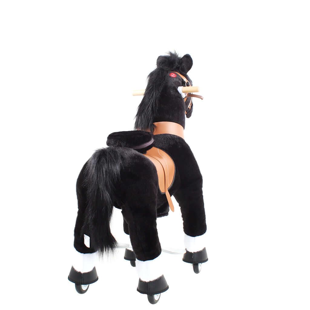 Toddlers Black Indoor/Outdoor Ride-On Pony with Cushioned Seat, Anti-Slip Wheels (Ages 4–7)