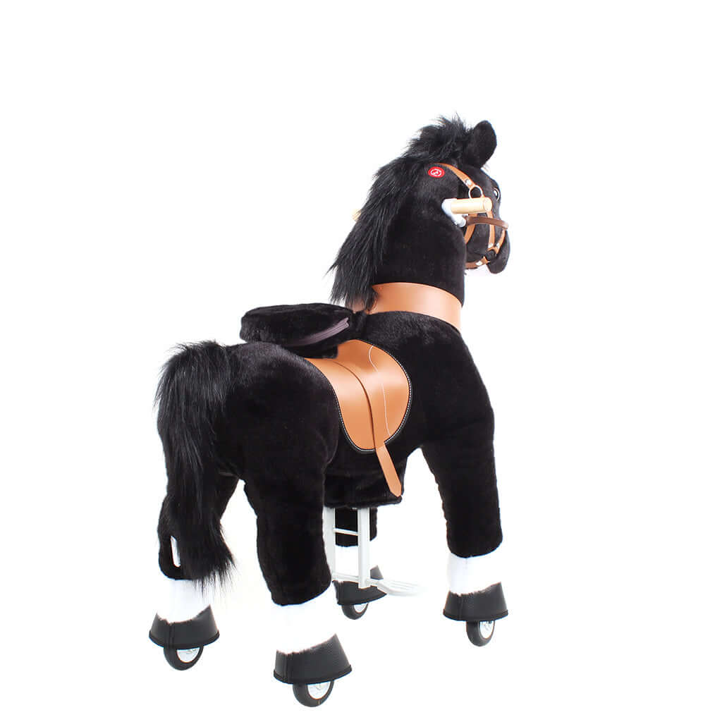 Toddlers Black Indoor/Outdoor Ride-On Pony with Cushioned Seat, Anti-Slip Wheels (Ages 4–7)