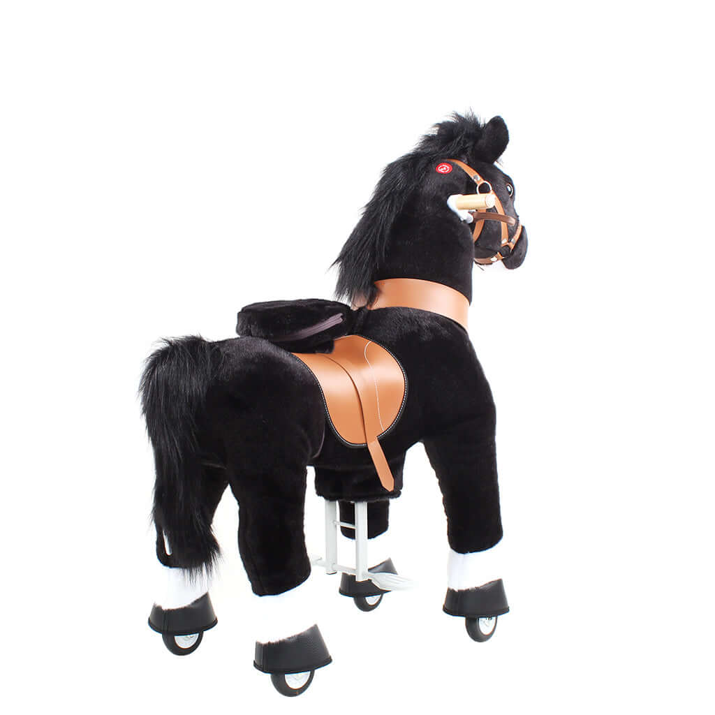 Toddlers Black Indoor/Outdoor Ride-On Pony with Cushioned Seat, Anti-Slip Wheels (Ages 4–7)