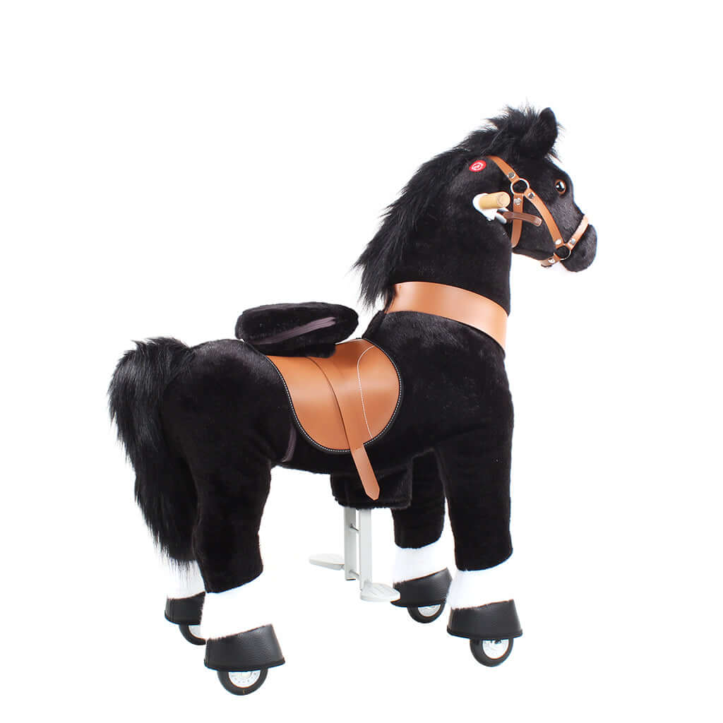 Toddlers Black Indoor/Outdoor Ride-On Pony with Cushioned Seat, Anti-Slip Wheels (Ages 4–7)