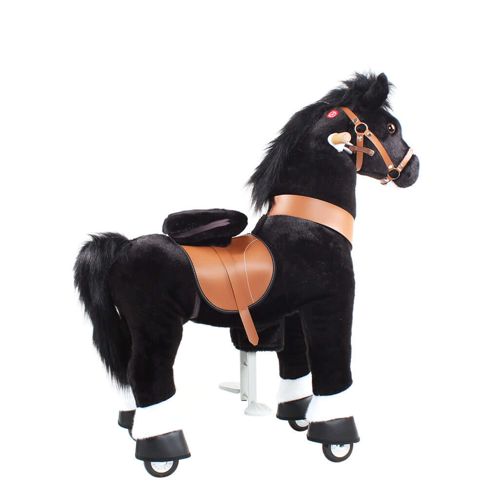 Toddlers Black Indoor/Outdoor Ride-On Pony with Cushioned Seat, Anti-Slip Wheels (Ages 4–7)