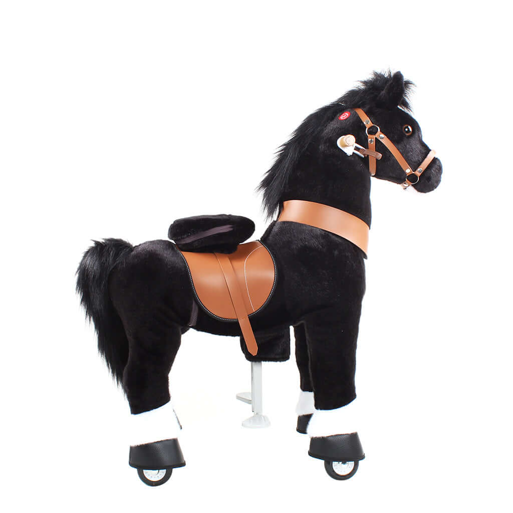 Toddlers Black Indoor/Outdoor Ride-On Pony with Cushioned Seat, Anti-Slip Wheels (Ages 4–7)