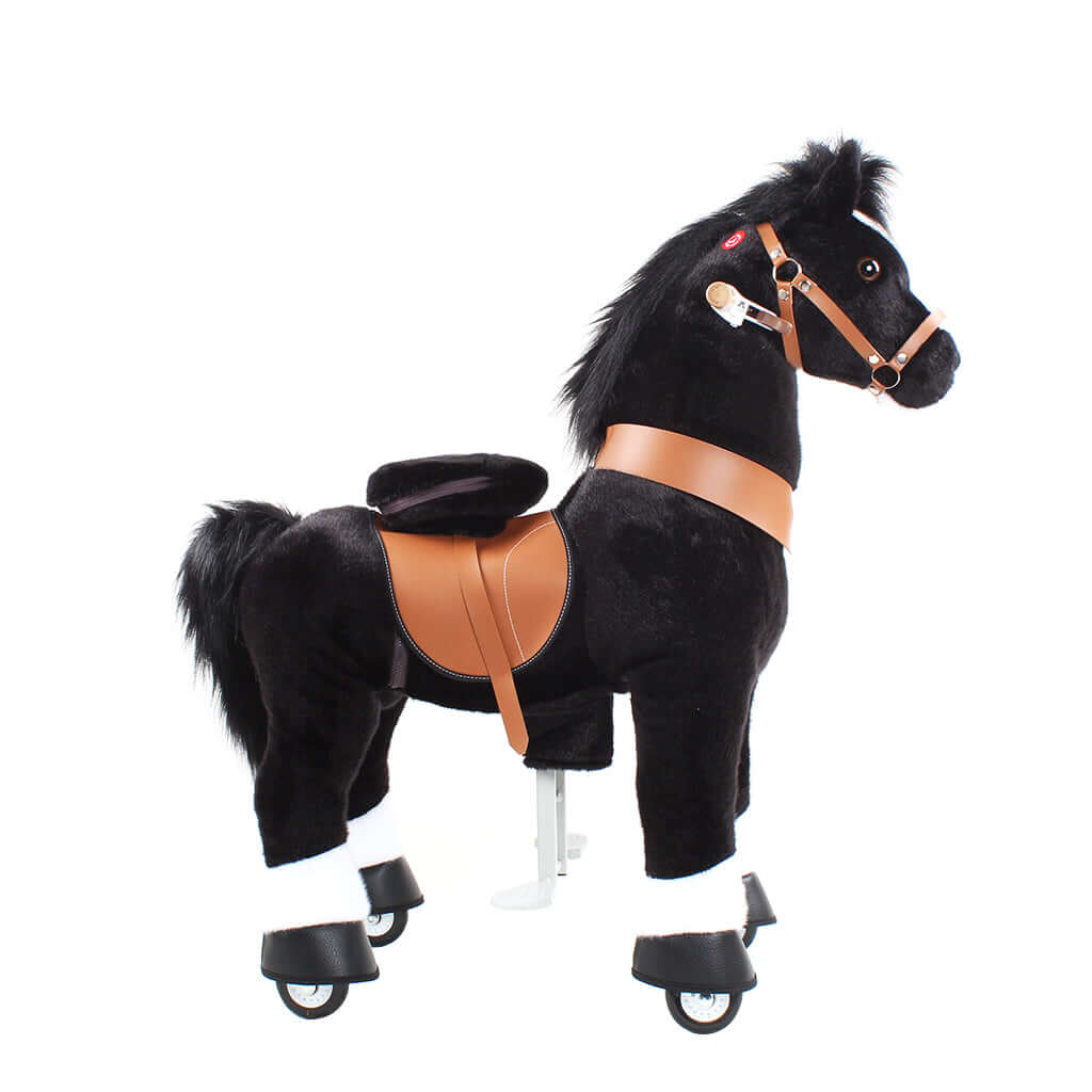 Toddlers Black Indoor/Outdoor Ride-On Pony with Cushioned Seat, Anti-Slip Wheels (Ages 4–7)