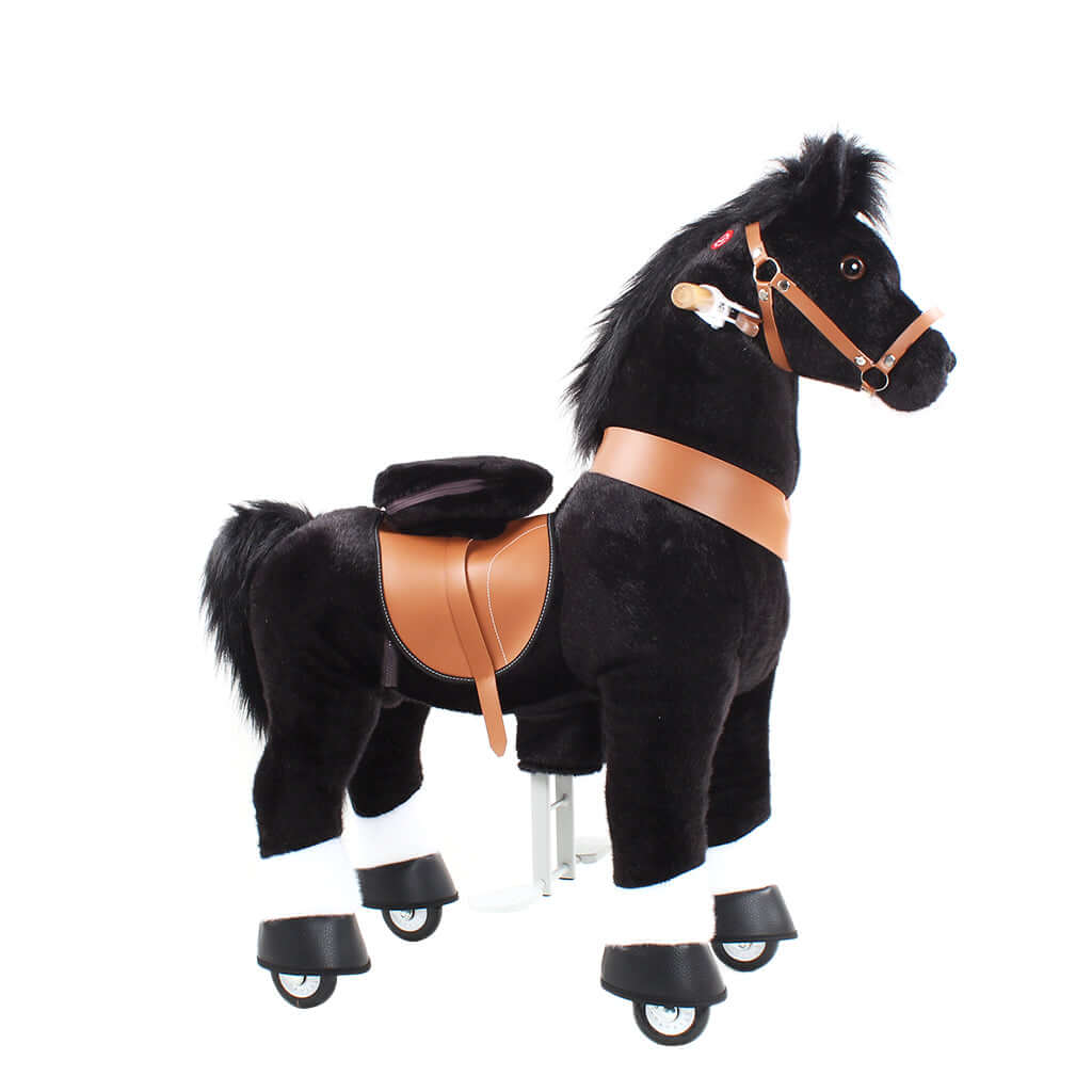 Toddlers Black Indoor/Outdoor Ride-On Pony with Cushioned Seat, Anti-Slip Wheels (Ages 4–7)