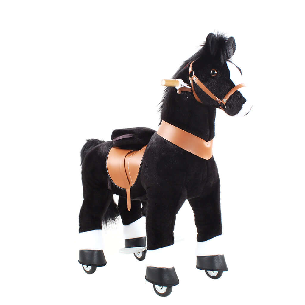 Toddlers Black Indoor/Outdoor Ride-On Pony with Cushioned Seat, Anti-Slip Wheels (Ages 4–7)