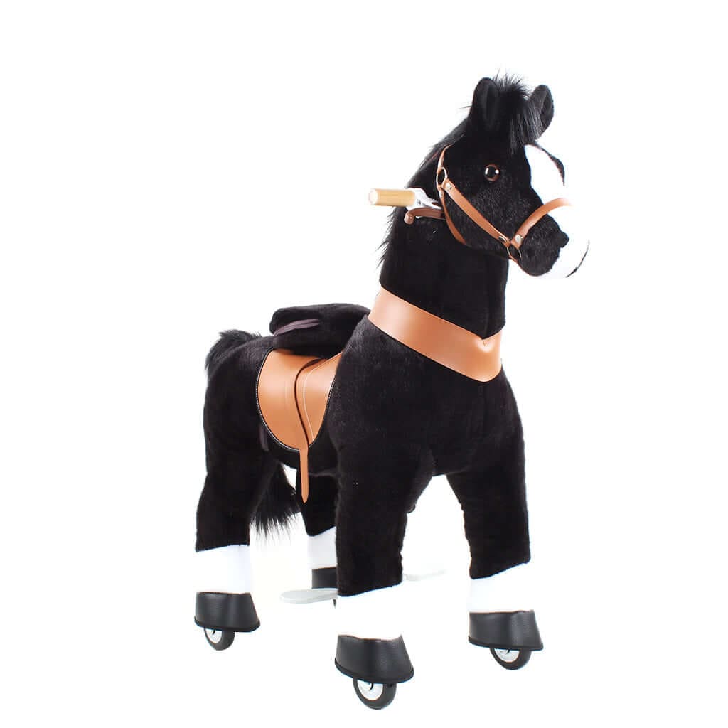 Toddlers Black Indoor/Outdoor Ride-On Pony with Cushioned Seat, Anti-Slip Wheels (Ages 4–7)