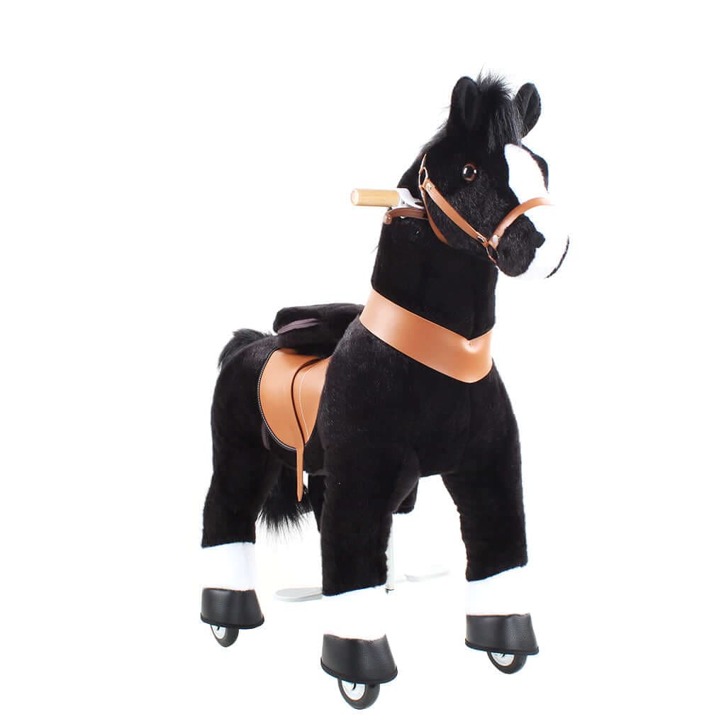 Toddlers Black Indoor/Outdoor Ride-On Pony with Cushioned Seat, Anti-Slip Wheels (Ages 4–7)