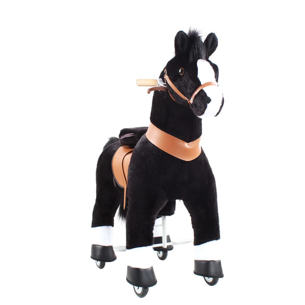 Toddlers Black Indoor/Outdoor Ride-On Pony with Cushioned Seat, Anti-Slip Wheels (Ages 4–7)