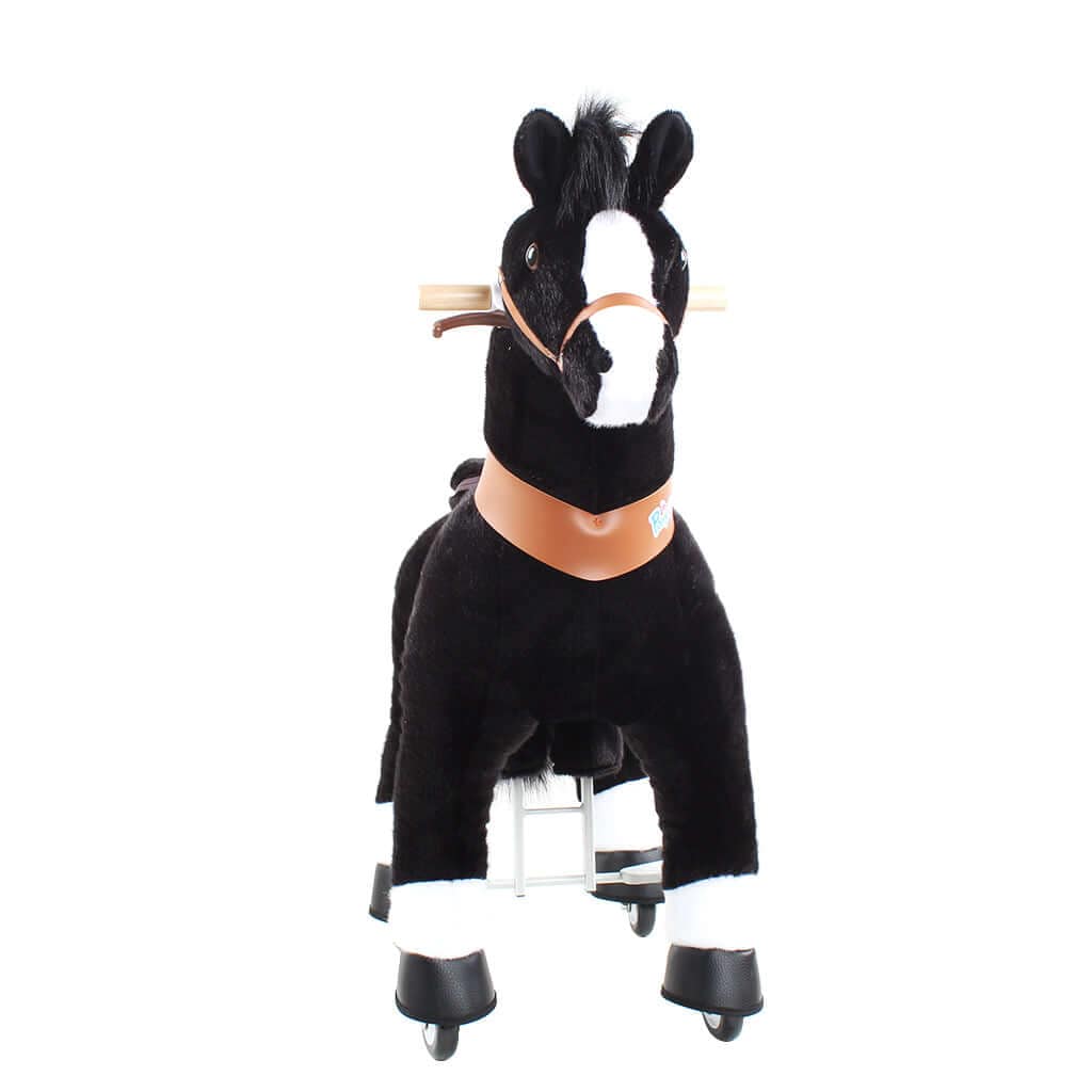Toddlers Black Indoor/Outdoor Ride-On Pony with Cushioned Seat, Anti-Slip Wheels (Ages 4–7)