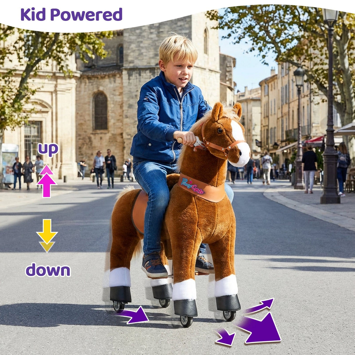 Toddlers Brown Indoor/Outdoor Ride-On Pony with Cushioned Seat, Anti-Slip Wheels (Ages 7+)