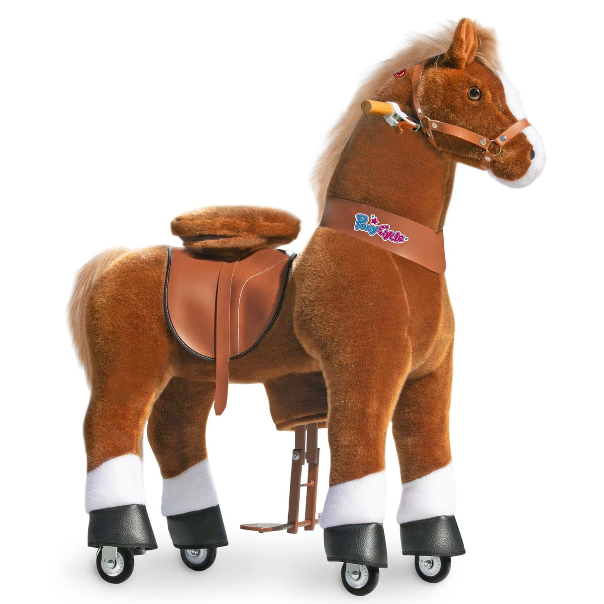 Toddlers Brown Indoor/Outdoor Ride-On Pony with Cushioned Seat, Anti-Slip Wheels (Ages 7+)