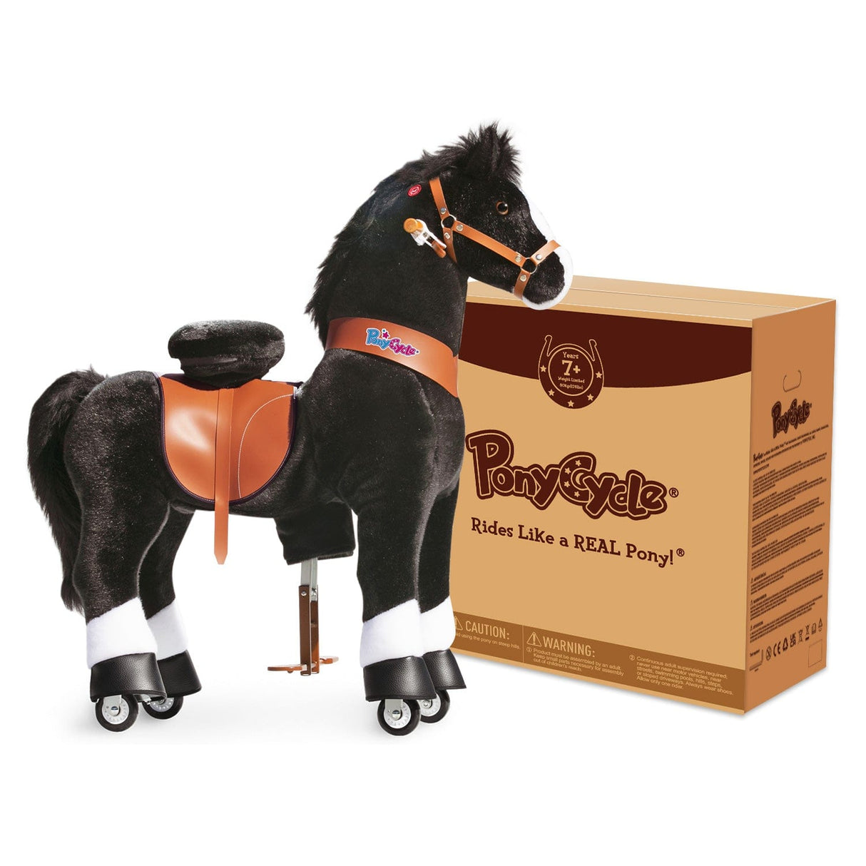 Toddlers Black Indoor/Outdoor Ride-On Pony with Cushioned Seat, Anti-Slip Wheels (Ages 7+)