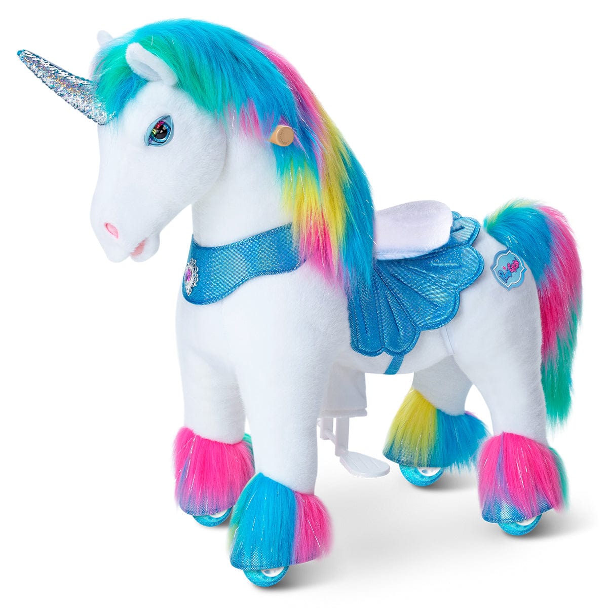 Toddlers Indoor/Outdoor Rainbow Ride-On Unicorn with Cushioned Seat, Anti-Slip Wheels (Ages 3–4)