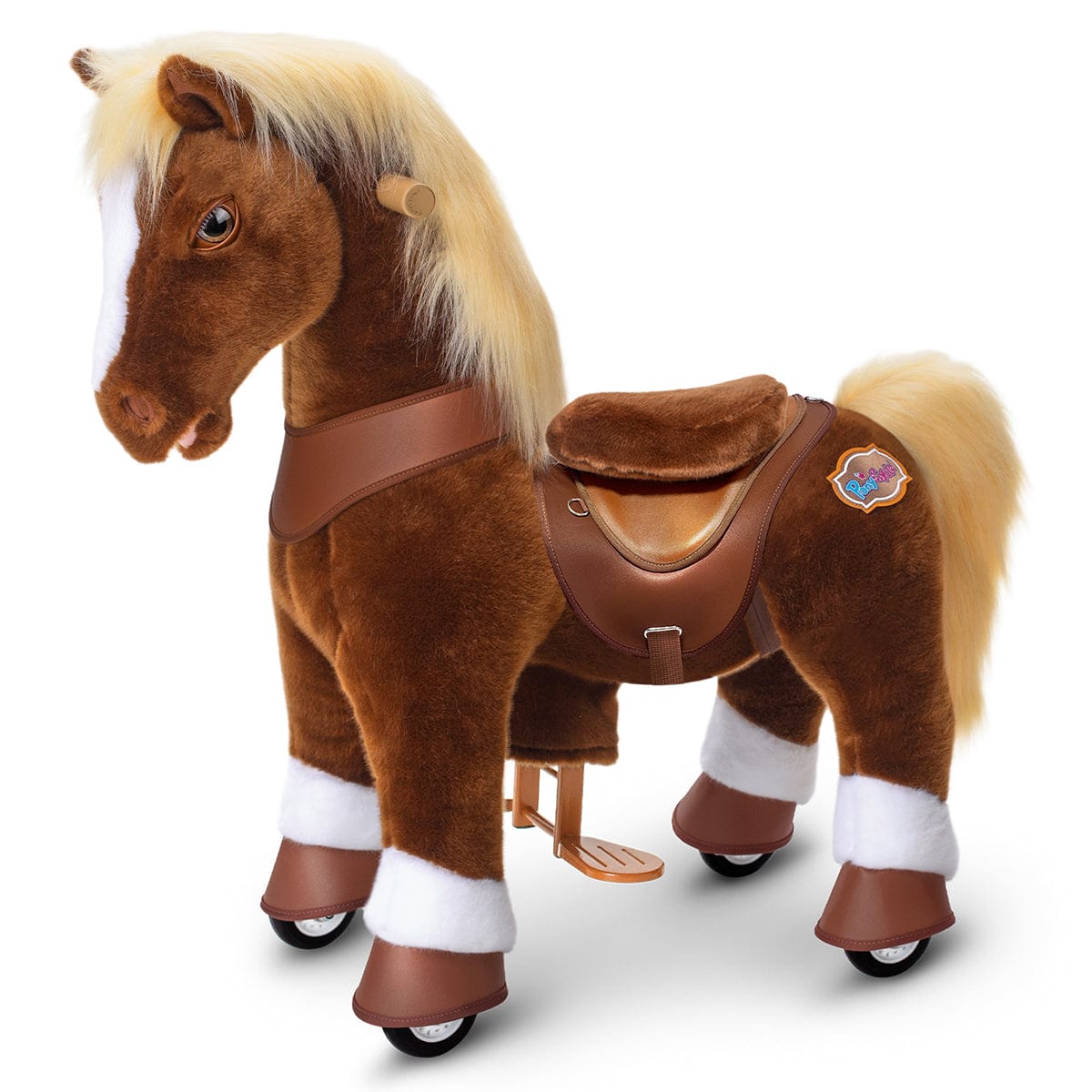 Toddlers Indoor/Outdoor Brown Ride-On Pony with Cushioned Seat, Anti-Slip Wheels (Ages 3–4)