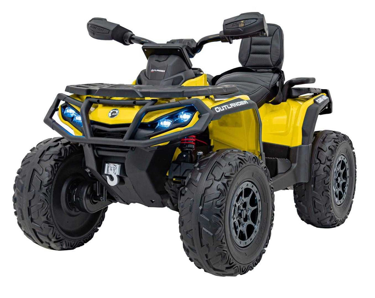 Yellow 24V Premium Edition Can-Am Outlander 4WD Ride-On Quad ATV for 2 Kids