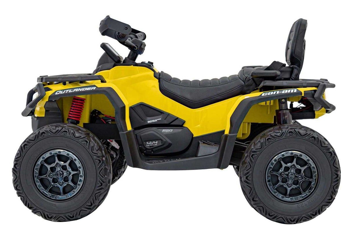 Yellow 24V Premium Edition Can-Am Outlander 4WD Ride-On Quad ATV for 2 Kids