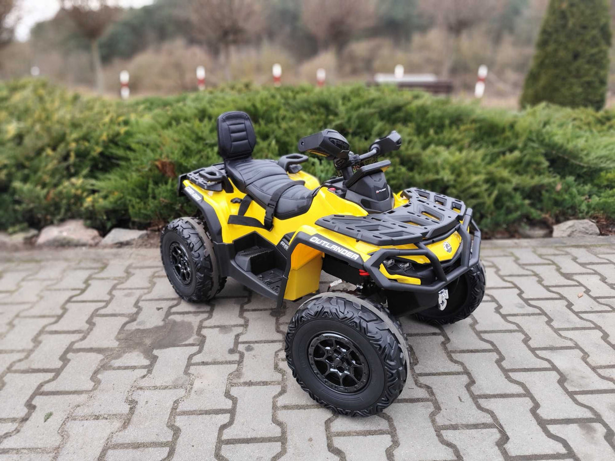 Yellow 24V Premium Edition Can-Am Outlander 4WD Ride-On Quad ATV for 2 Kids