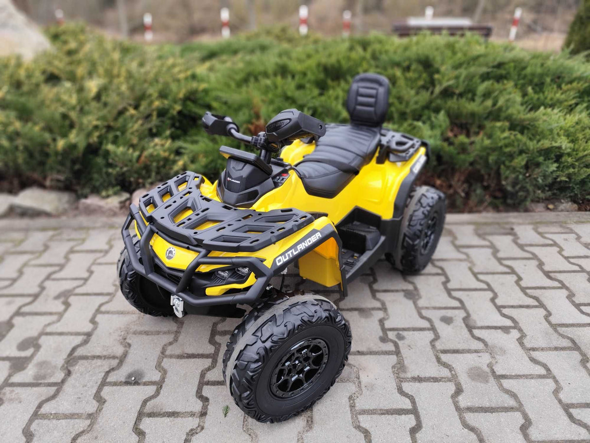 Yellow 24V Premium Edition Can-Am Outlander 4WD Ride-On Quad ATV for 2 Kids