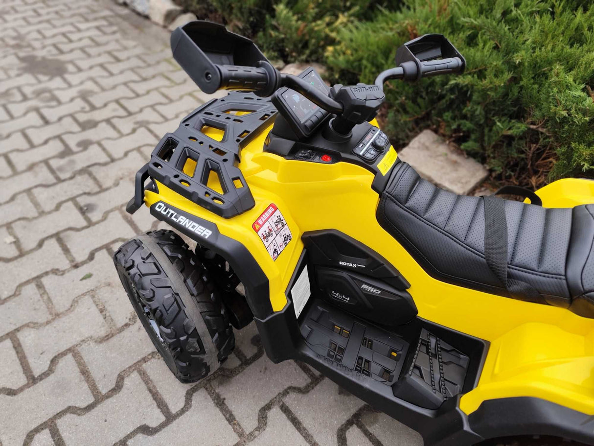 Yellow 24V Premium Edition Can-Am Outlander 4WD Ride-On Quad ATV for 2 Kids