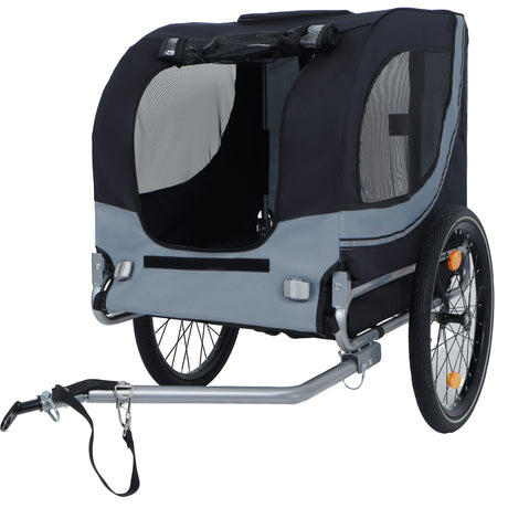 Large Folding Bike Trailer for Dogs – 66LB Capacity All-Terrain Pet Carrier, Durable Steel Frame for Cycling, Jogging, Camping & Outdoor Adventures, Black- Gray