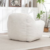 Bean Bag Chair, Comfy Bean Bag Sofa with Back Support, Faux Fur Bean Bag Chair for Adults and Kids, Stuffed Floor Sofa for Living Room, Bedroom, Apartment, White