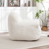 Bean Bag Chair, Comfy Bean Bag Sofa with Back Support, Faux Fur Bean Bag Chair for Adults and Kids, Stuffed Floor Sofa for Living Room, Bedroom, Apartment, White
