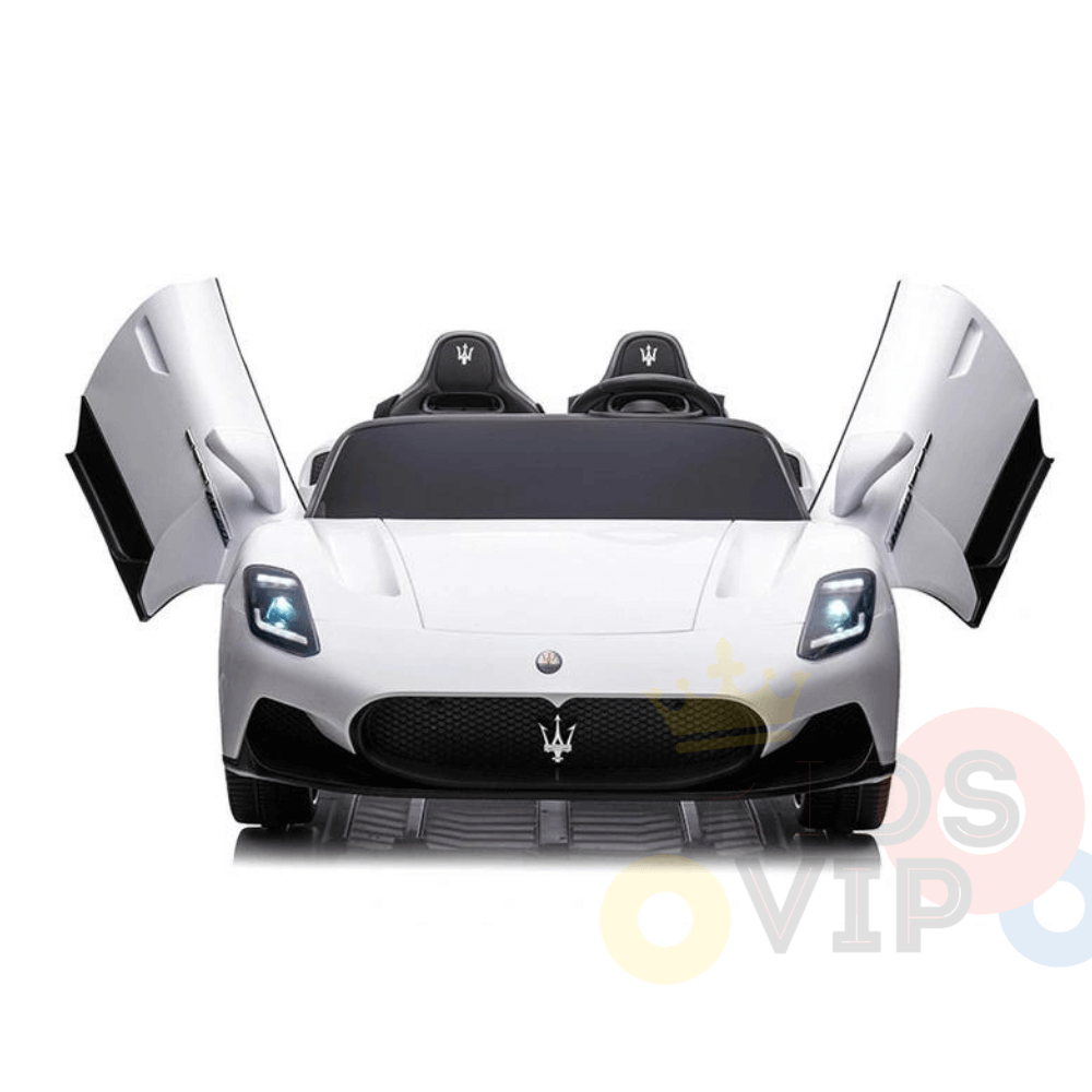 Experience Luxury: White XXL 24V /105W Maserati MC20 | Premium 2-Seater with RC, Leather Seats & Rubber Tires